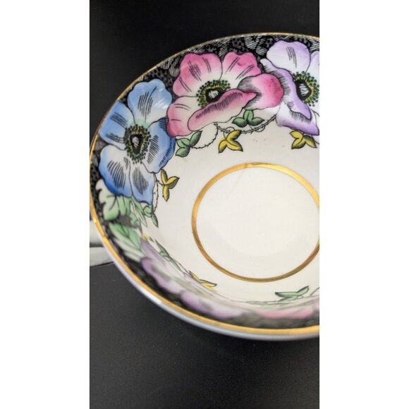 Taylor & Kent Bone China Teacup England Art Deco Floral Gold Trim Vintage - Picture 5 of 13